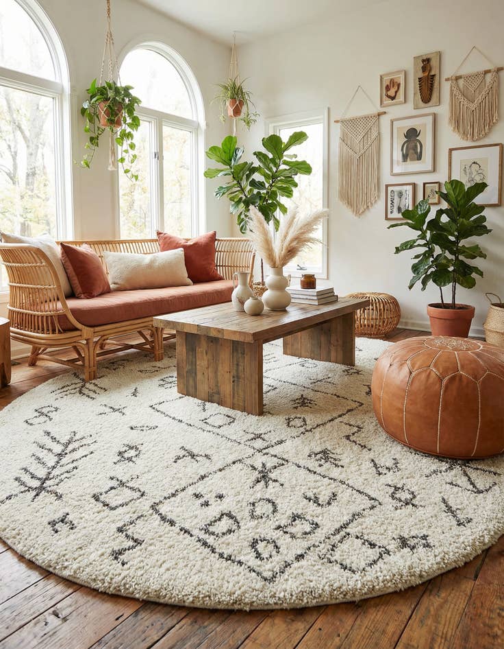 Detail image of 8' x 8' Moroccan Shag Round Rug