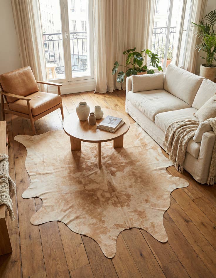 Detail image of 6' 2 x 6' 6 Cowhide Leather Square Rug