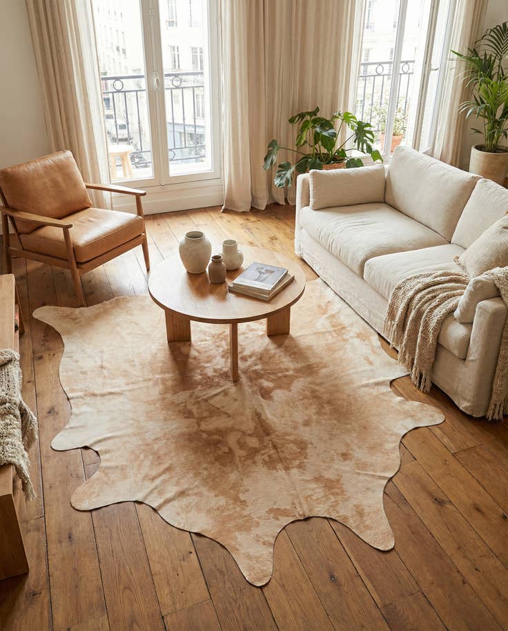 Detail image of 6' 2 x 6' 6 Cowhide Leather Square Rug