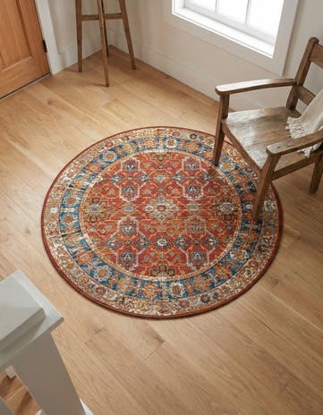 3' x 3' Easy-Clean Traditional Indoor / Outdoor Round Rug