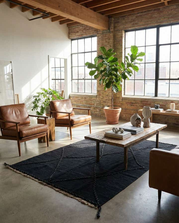 4' 4 x 6' Hand Woven Kilim Modern Wool Rug