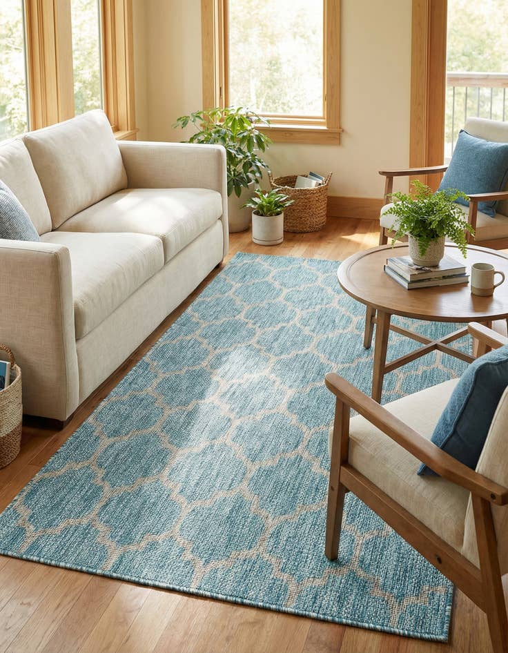 Detail image of 5' 3 x 8' Washable Lattice Indoor / Outdoor Rug