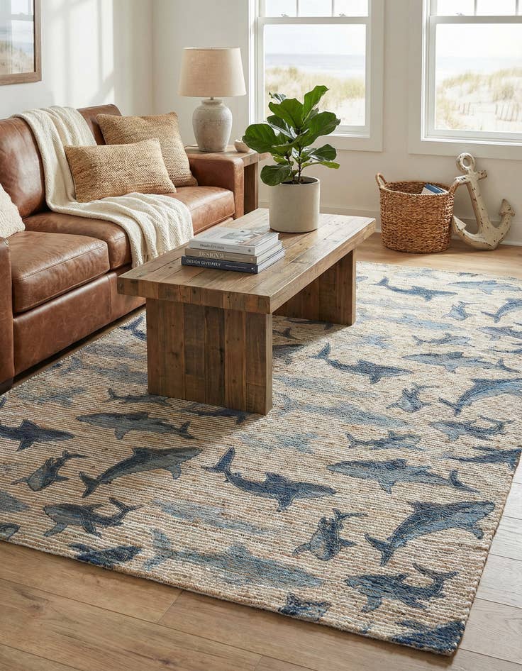 Detail image of 6' 1 x 9'  Hand Woven Chenille Jute Rug