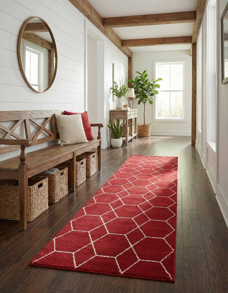 Detail image of  2' 7 x 12' Lattice Frieze Runner Rug