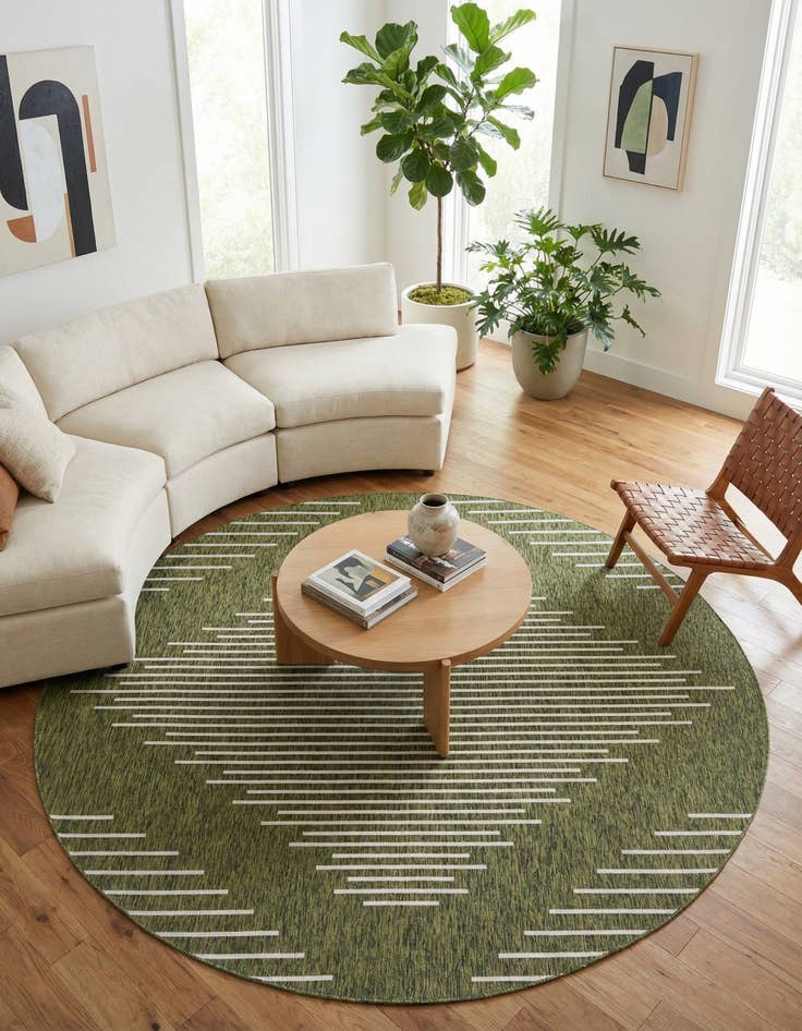 Detail image of 13' x 13' Washable Modern Indoor / Outdoor Round Rug