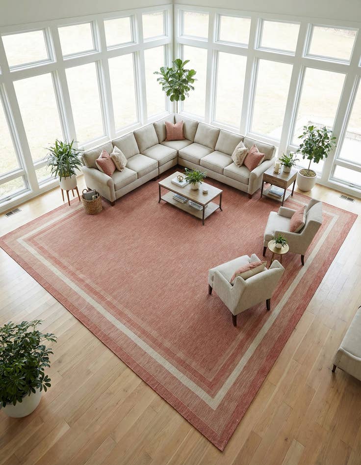 Detail image of 13' x 13'  Washable Border Indoor / Outdoor Square Rug