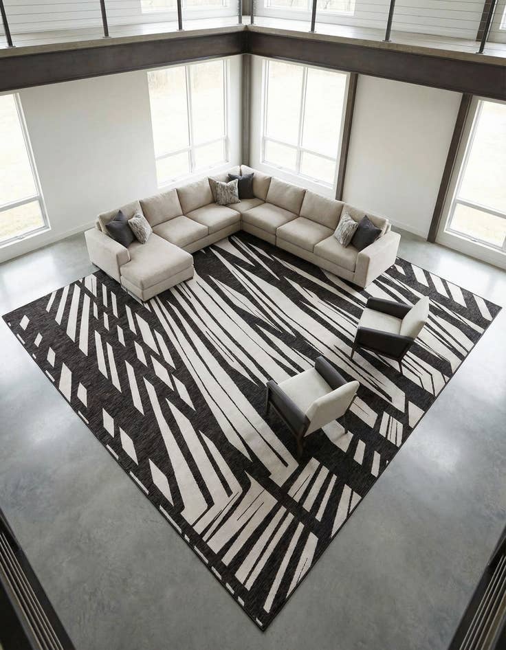 Detail image of 13' x 13'  Washable Modern Indoor / Outdoor Square Rug