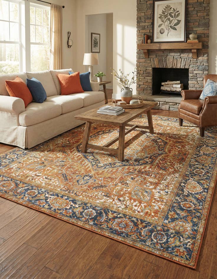 Detail image of 7' 10 x 10' Washable Traditional Indoor / Outdoor Rug