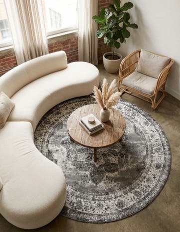 Gray Monte Carlo Round Rug