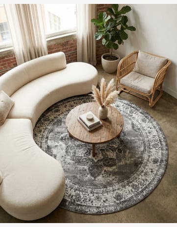 Gray Monte Carlo Round Rug