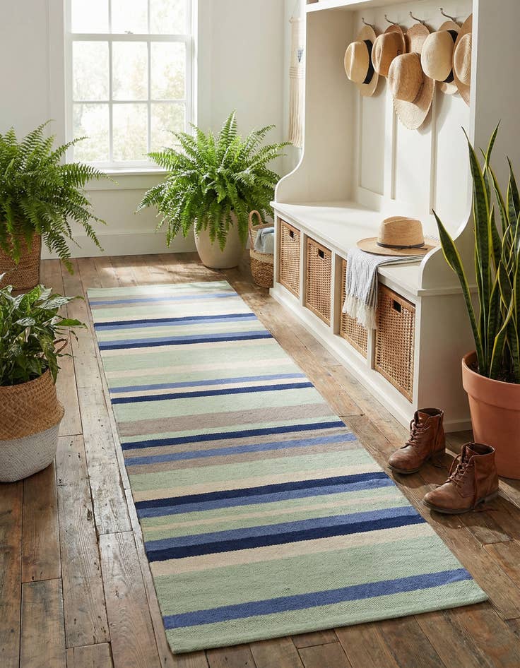 Detail image of 2' x 8' Hand Woven Flatweave Cotton Dhurrie Runner Rug