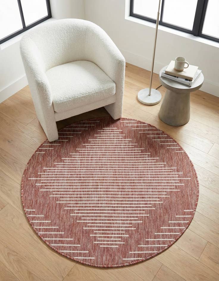 Detail image of 4' x 4' Easy-Clean Modern Indoor / Outdoor Round Rug