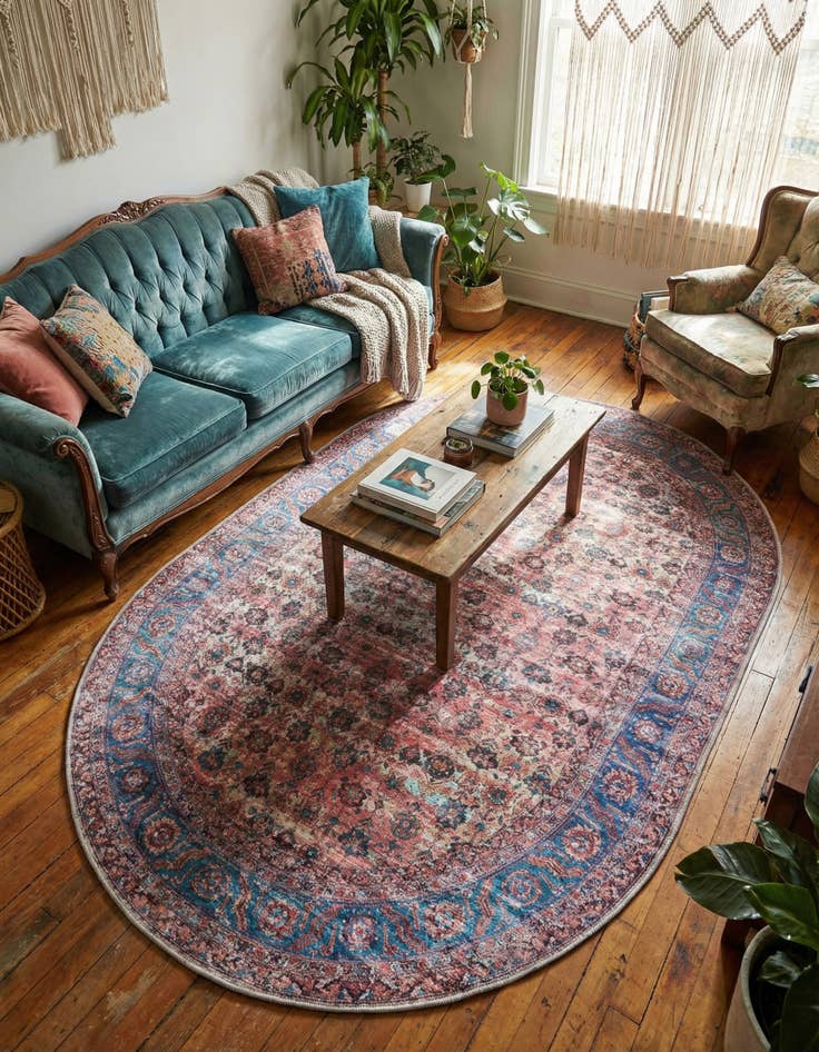 Detail image of 5' 3 x 8' Washable Maahru Oval Rug