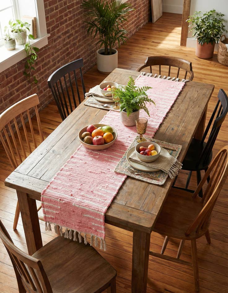 Detail image of 1' 2 x 4' 1  Hand Woven Chindi Cotton Table Runner Rug