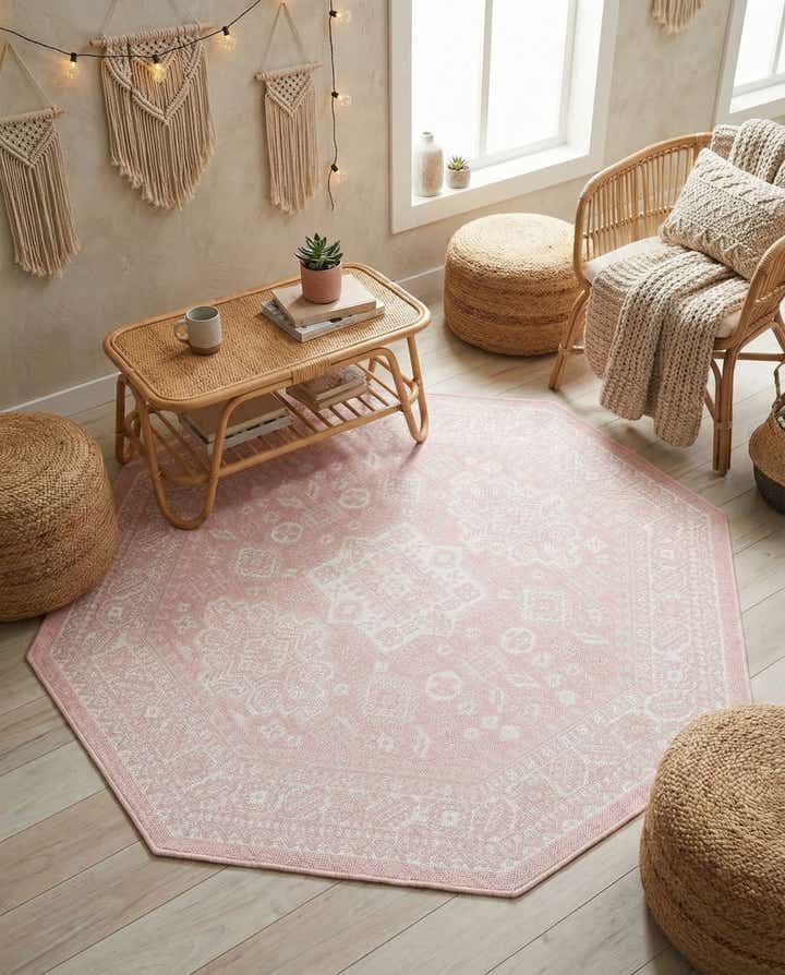 5' 3 x 5' 3 Easy-Clean Aztec Indoor / Outdoor Octagon Rug