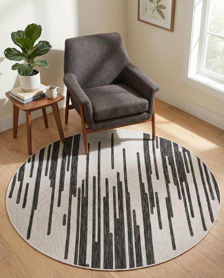 4' x 4' Easy-Clean Modern Indoor / Outdoor Round Rug
