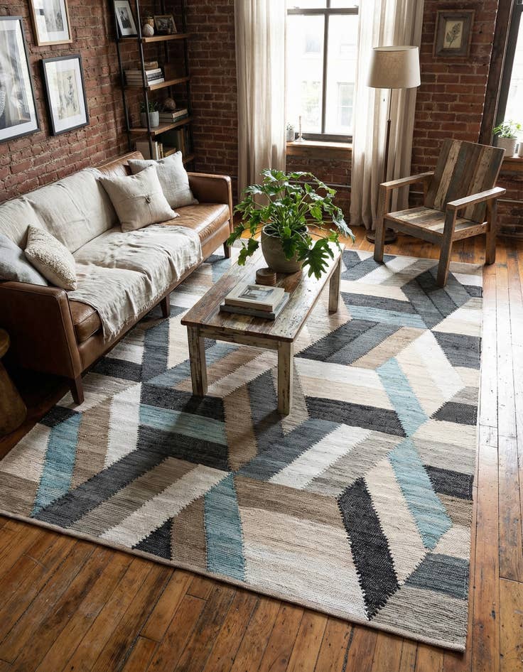 Detail image of 6' 1 x 9' Hand Braided Chindi Cotton Rug