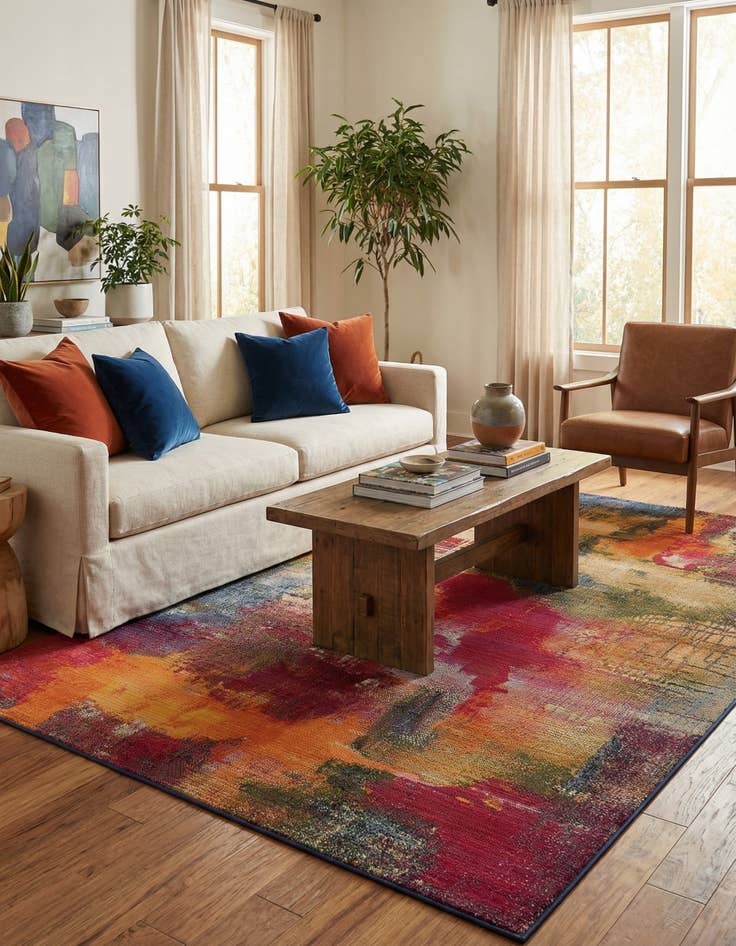 Detail image of 5' 3 x 8' Easy-Clean Modern Indoor / Outdoor Rug