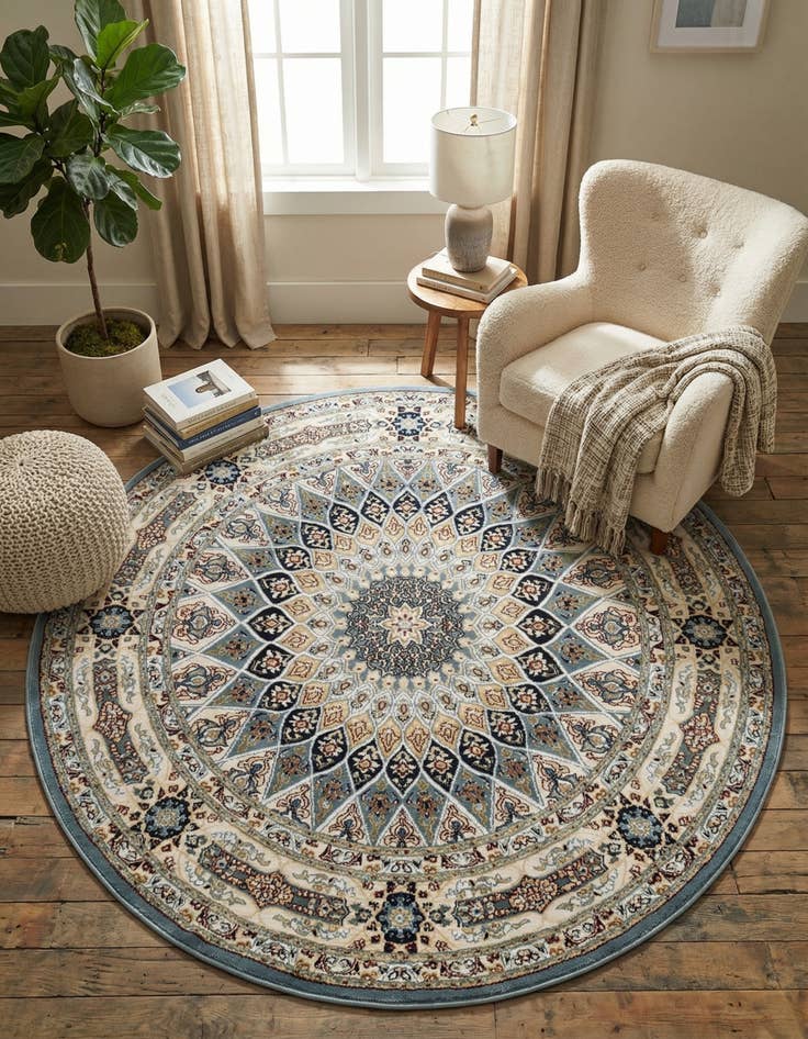 Detail image of 5' 3 x 5' 3 Nain Design Round Rug