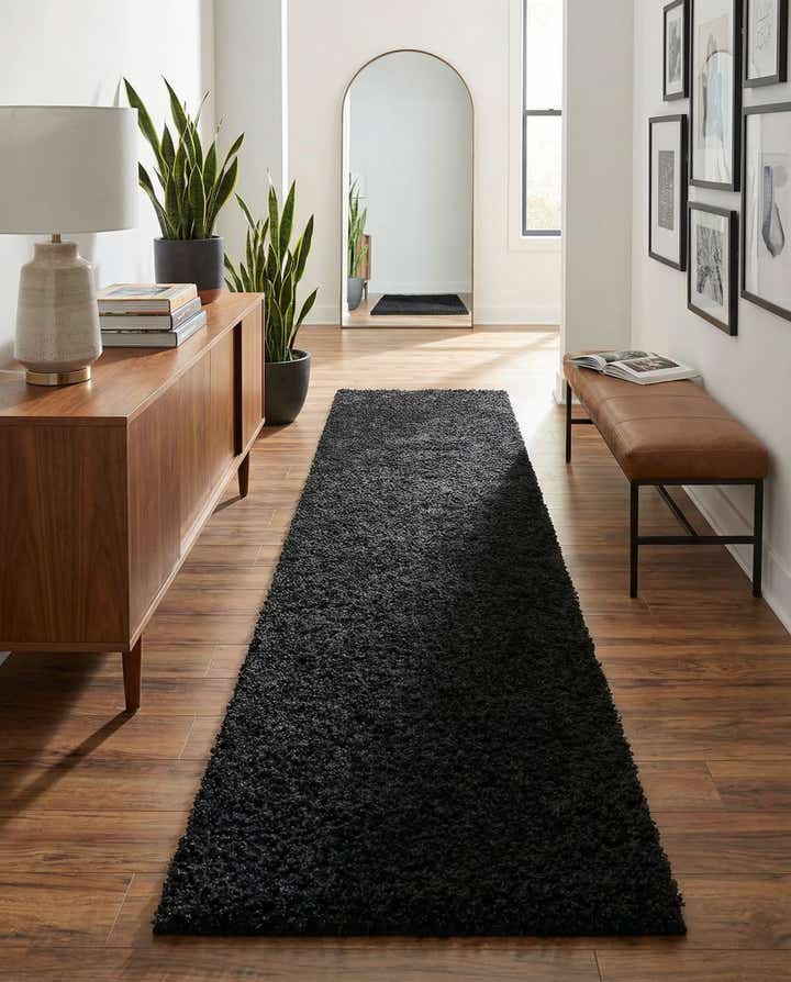 2' 7 x 10' Solid Shag Runner Rug
