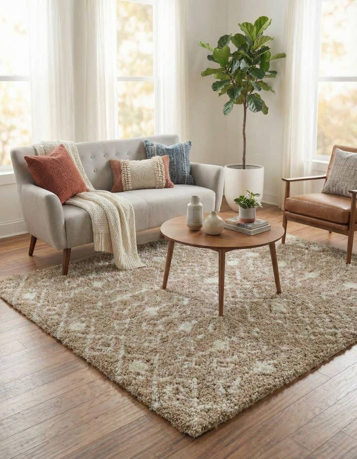 Detail image of 7' 10 x 7' 10 Moroccan Trellis Shag Square Rug