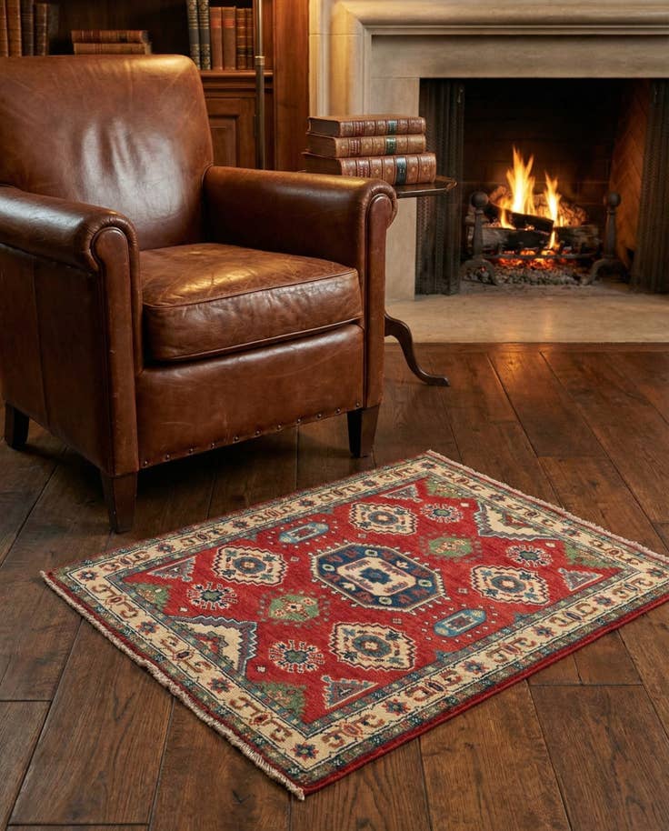 Detail image of 2' 9 x 4' 2 Hand Knotted Kazak Rug