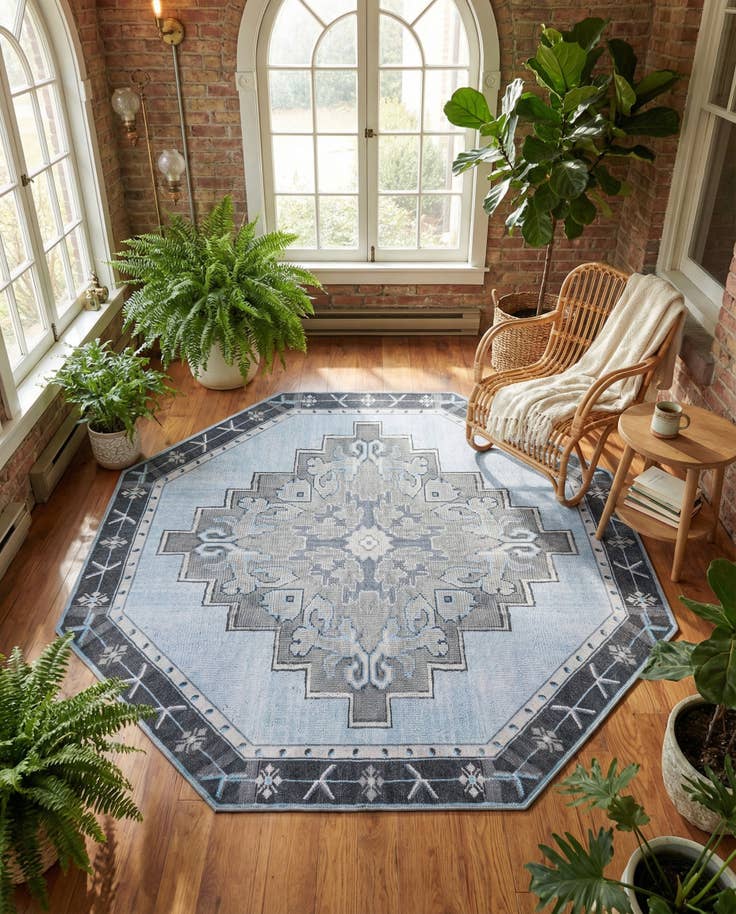 Detail image of 7' 6 x 7' 6 Washable Timeless Octagon Rug