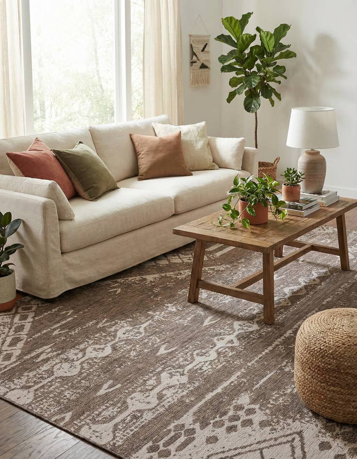 Detail image of 10' 8 x 10' 8  Washable Bohemian Indoor / Outdoor Square Rug