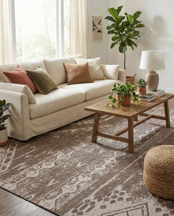 10' 8 x 10' 8 Easy-Clean Bohemian Indoor / Outdoor Square Rug