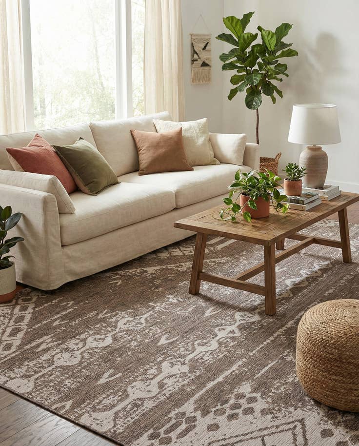 Detail image of 10' 8 x 10' 8 Easy-Clean Bohemian Indoor / Outdoor Square Rug
