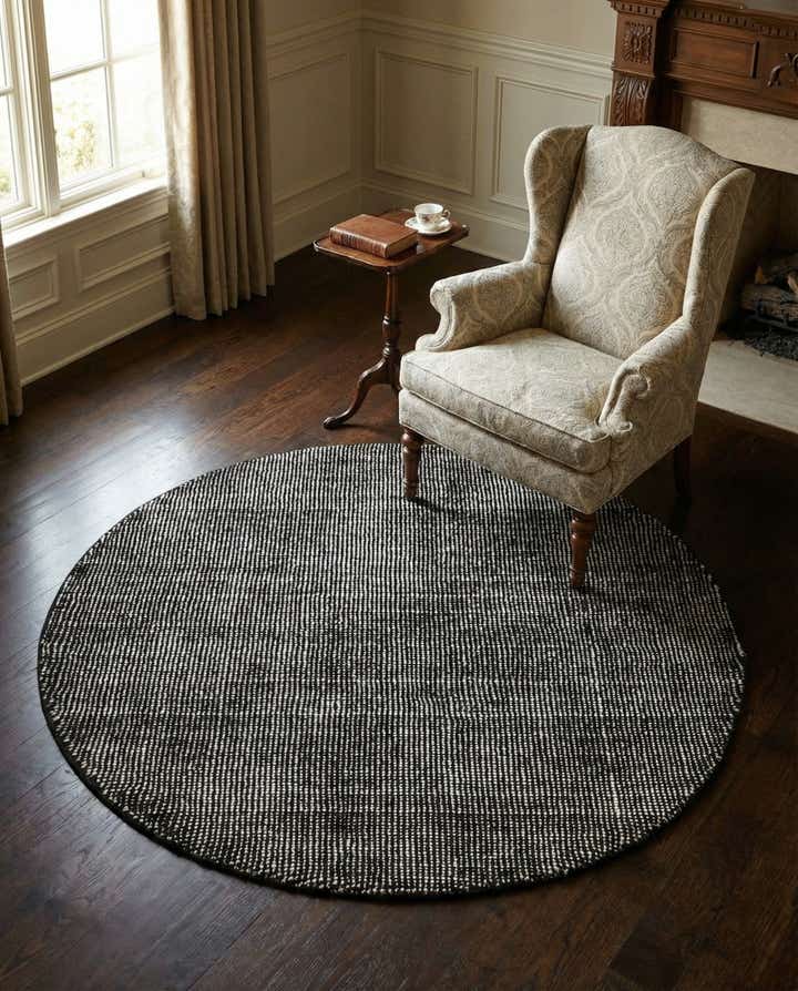 5' 3 x 5' 3 Hand Woven Jill Zarin English Manor Farmhouse Wool Round Rug