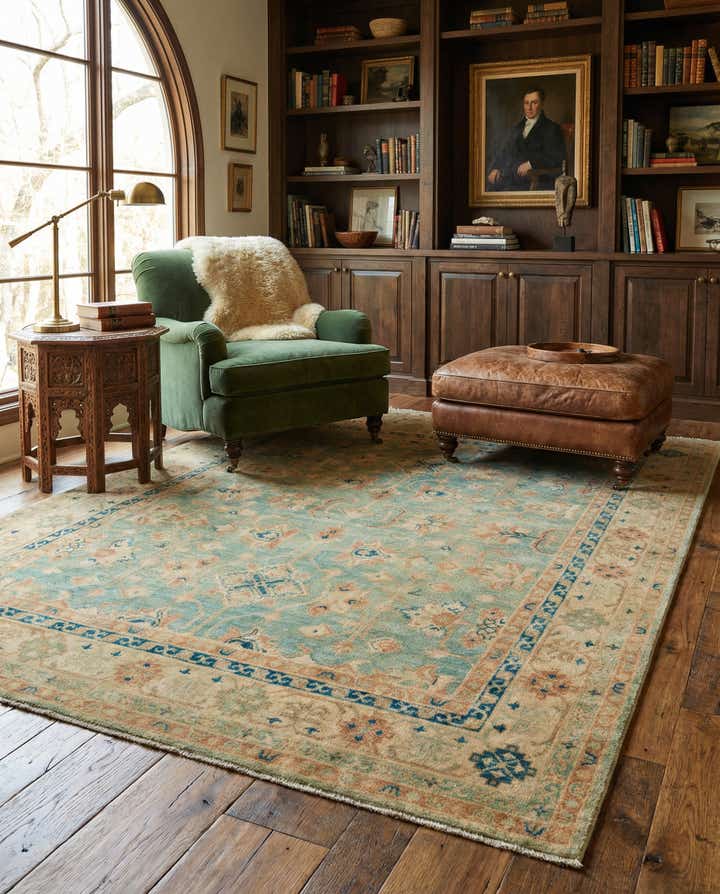 8' 1 x 9' 10 Hand Knotted Oushak Wool Rug