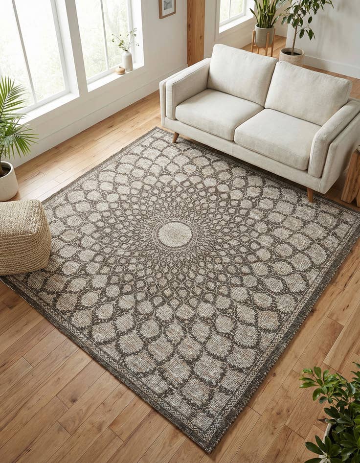 Detail image of 7' 10 x 7' 10 Chenille Jute Square Rug