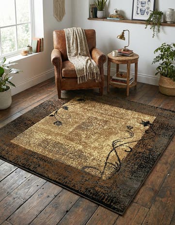 Beige Cafe Square Rug