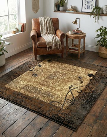 Beige Cafe Square Rug