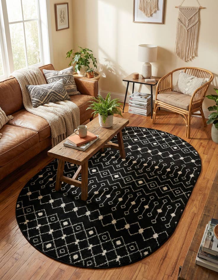 Detail image of 5' 3 x 8' Moroccan Trellis Oval Rug