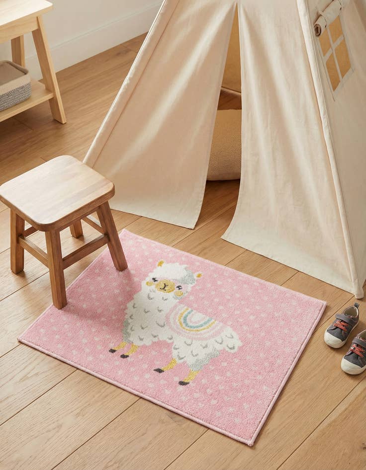 Detail image of  2' 2 x 3' Llama Whimsy Kids Rug