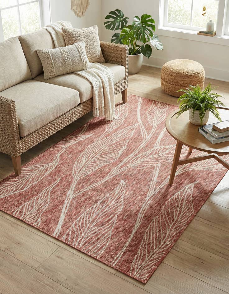 Detail image of 5' 3 x 8'  Washable Botanical Indoor / Outdoor Rug