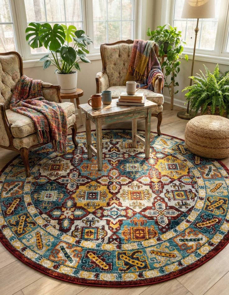 Detail image of 5' 3 x 5' 3 Kamala Washable Round Rug