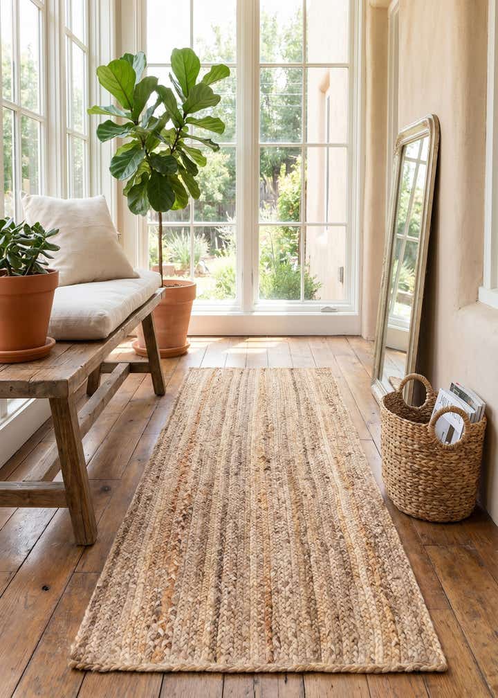 2' 7 x 6' 1 Handmade Braided Jute Runner Rug