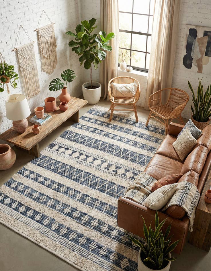 Detail image of 9' x 12' Hand Woven Cotton Chindi Rug