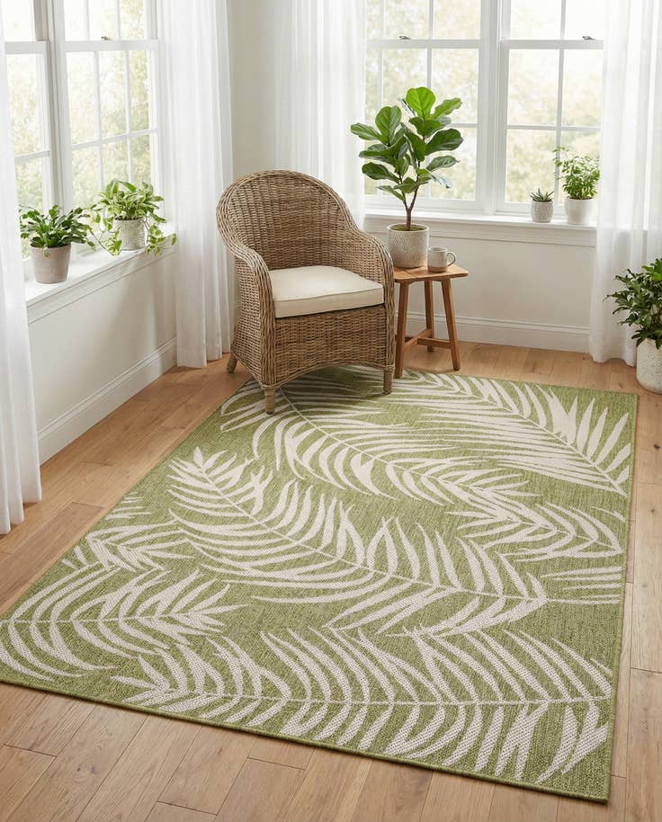 Detail image of 4' x 6' Easy-Clean Botanical Indoor / Outdoor Rug