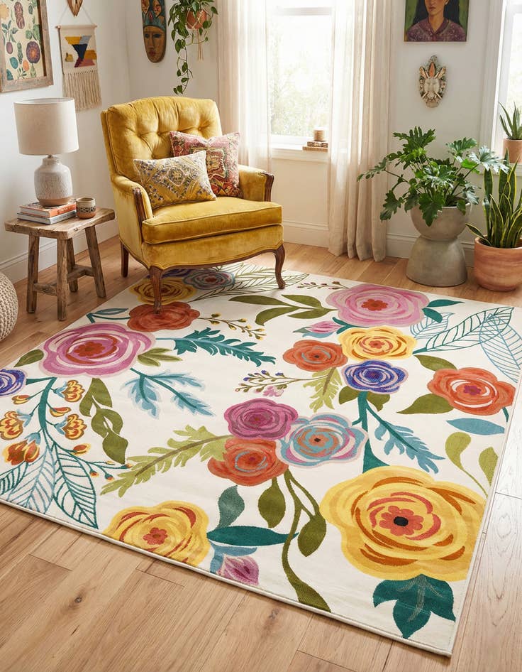 Detail image of 5' 3 x 5' 3 Blossom Square Rug