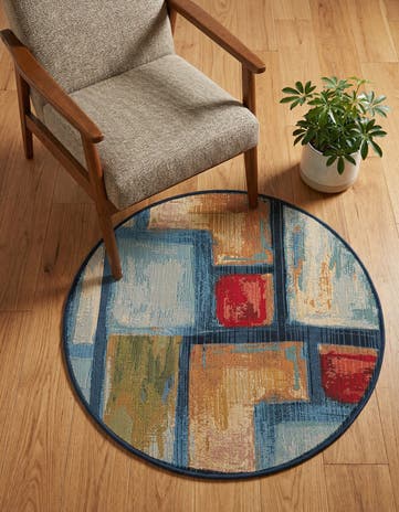 2' 7 x 2' 7 Easy-Clean Modern Indoor / Outdoor Round Rug