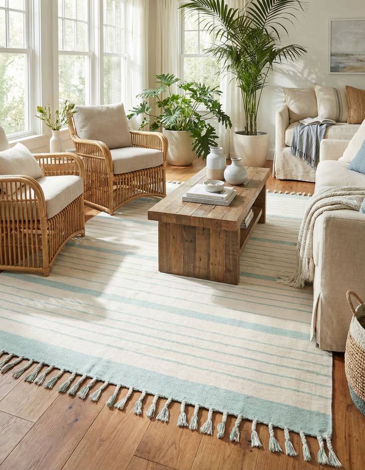 Detail image of 8' x 10' Hand Woven Chindi Cotton Rug