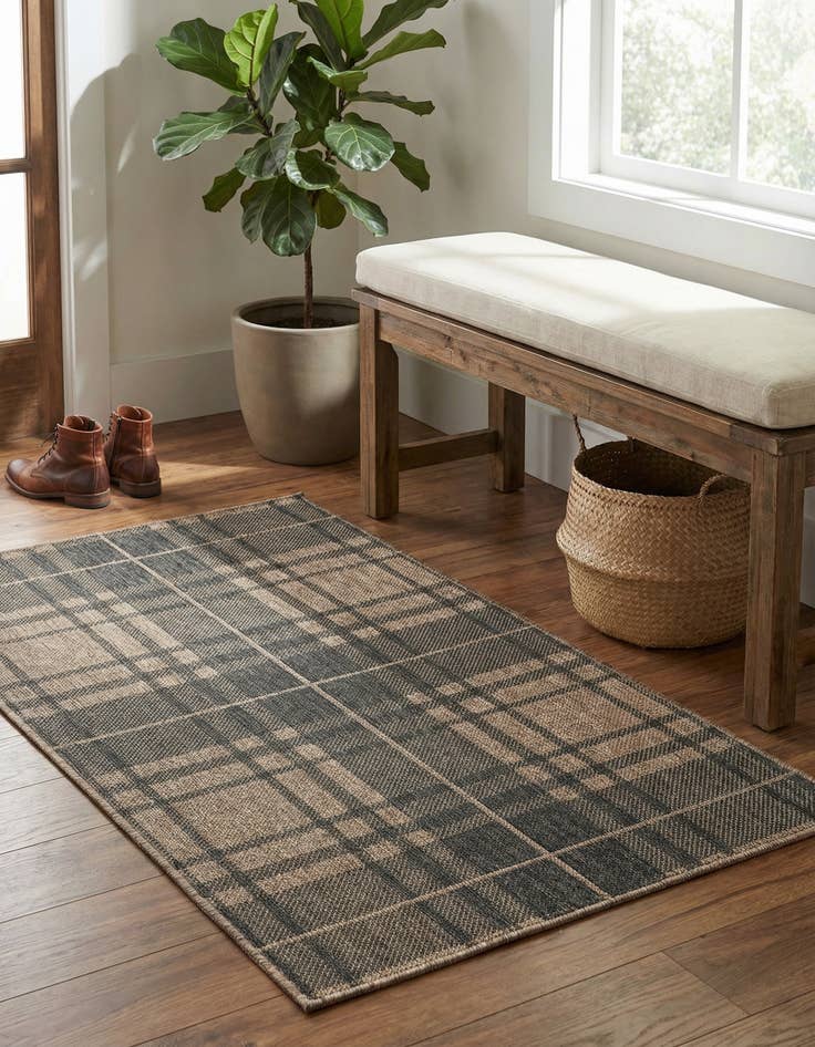 Detail image of 3' x 5' 3 Washable Checkered Indoor / Outdoor Rug