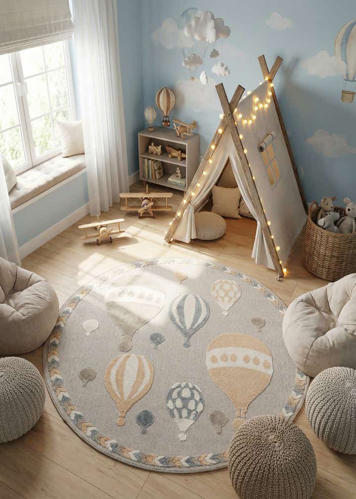 7' x 7' Whimsy Kids Round Rug
