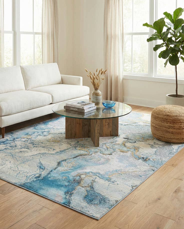 Detail image of 5' 3 x 8' Easy-Clean Modern Indoor / Outdoor Rug