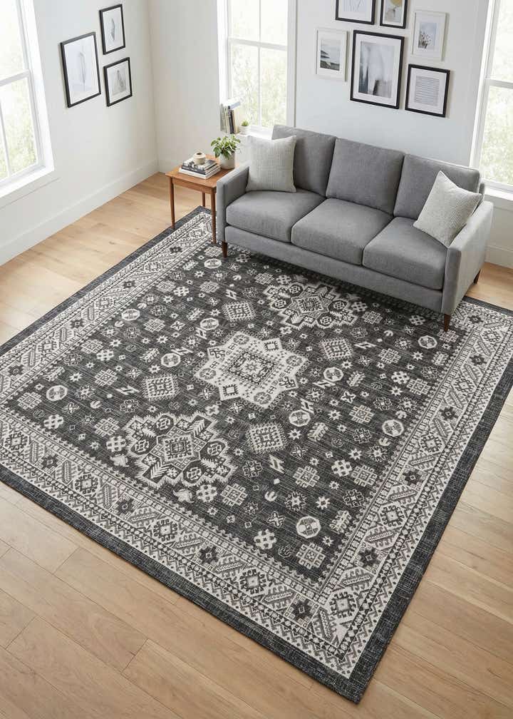 10' x 10' Easy-Clean Aztec Indoor / Outdoor Square Rug