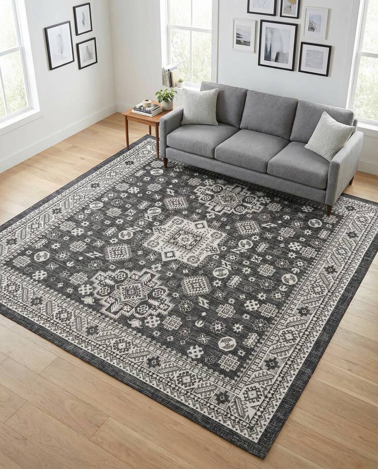Detail image of 10' x 10' Easy-Clean Aztec Indoor / Outdoor Square Rug